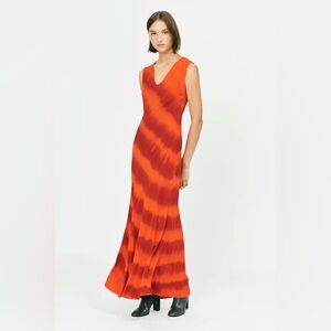 Raquel Allegra Red Tie Dye Sleeveless Maxi Dress Viscose Size 1 Small